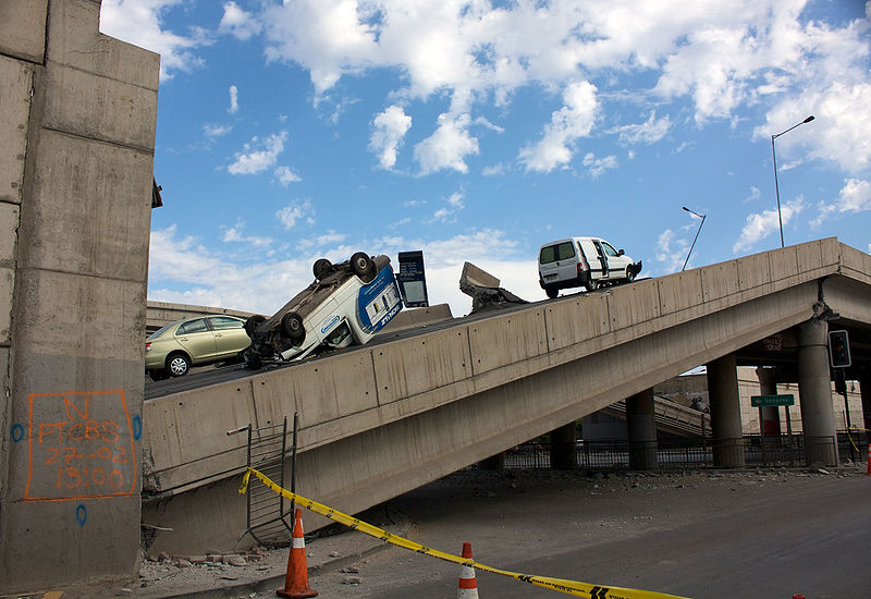 Collapsed highway in Santiago, Chile.