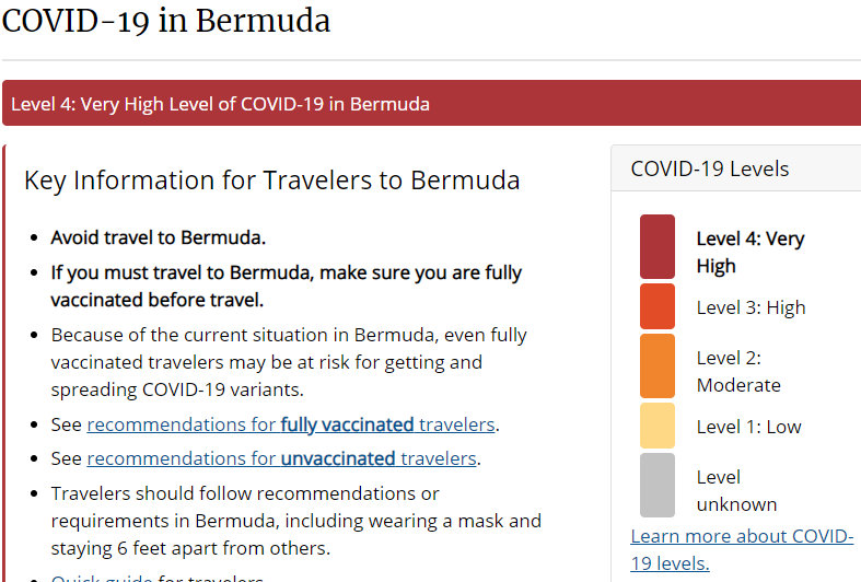 COVID-19 in Bermuda - COVID-19 Very High - Level 4 COVID-19 Very High - Travel Health Notices  Travelers' Health  CDC - Google Chrome 20092021 65820 pm