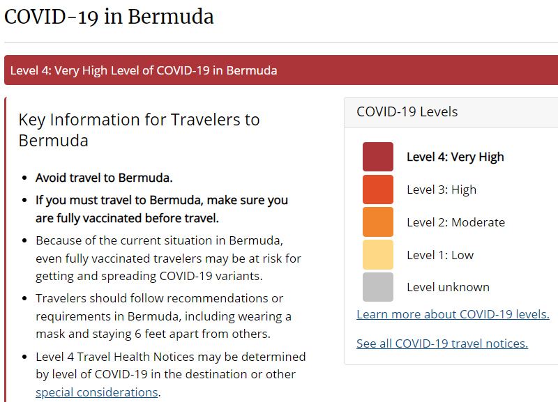 CDC Website January 20th 2022 Covid Bermuda